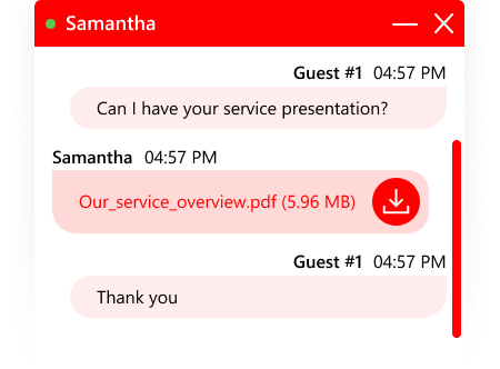 Let your customers transfer files to operators File sending