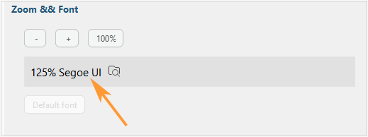 Zoom and font settings