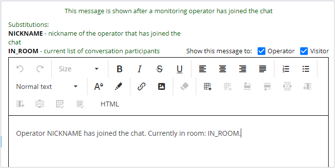 Joined chat conversation system message