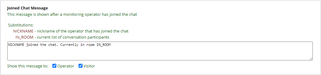 Joined chat conversation system message
