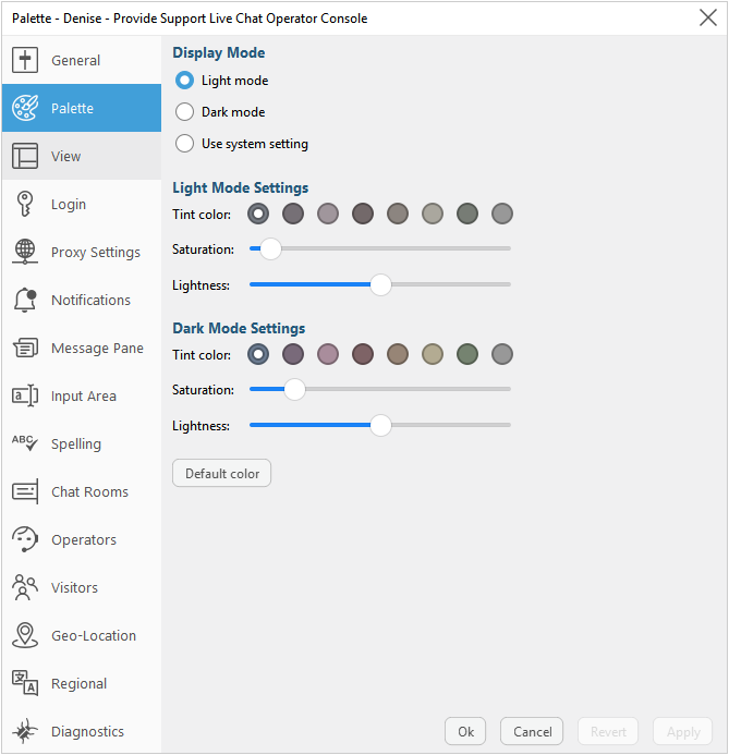 Agent app appearance settings
