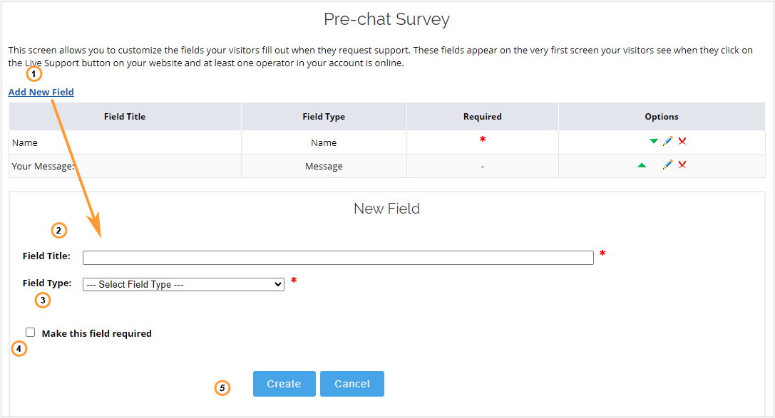 Creating new field on pre-chat survey Creating new field on pre-chat survey