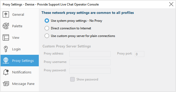 Agent app proxy settings