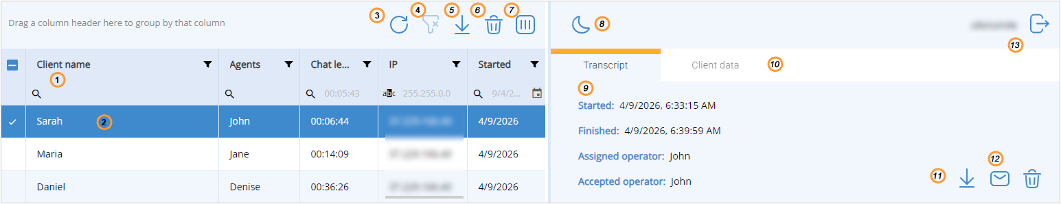 Chat transcripts app