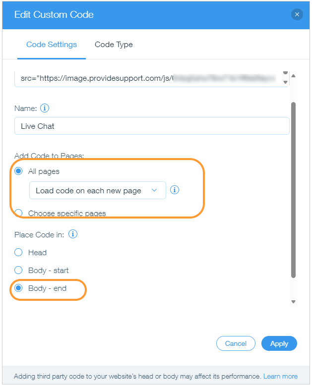 Adding chat button code for WIX&nbsp;