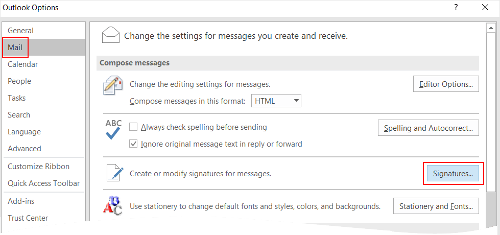 How to create signature in Outlook 2016